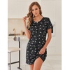 image:imageEkouaer 2 Pack Nightgowns for Women Sleepshirt Short Sleeve Night Shirts Soft Sleep Dress Classic NightDress SXXLBlack Starwine Red