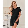 image:imageEkouaer 2 Pack Nightgowns for Women Sleepshirt Short Sleeve Night Shirts Soft Sleep Dress Classic NightDress SXXLBlackpurple