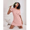 image:imageEkouaer 2 Pack Nightgowns for Women Sleepshirt Short Sleeve Night Shirts Soft Sleep Dress Classic NightDress SXXLBlue Starpink