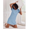 image:imageEkouaer 2 Pack Nightgowns for Women Sleepshirt Short Sleeve Night Shirts Soft Sleep Dress Classic NightDress SXXLDusty Blueligt Blue