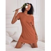 image:imageEkouaer 2 Pack Nightgowns for Women Sleepshirt Short Sleeve Night Shirts Soft Sleep Dress Classic NightDress SXXLFlowercaramel