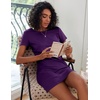image:imageEkouaer 2 Pack Nightgowns for Women Sleepshirt Short Sleeve Night Shirts Soft Sleep Dress Classic NightDress SXXLNavy Bluedark Purple