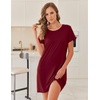 image:imageEkouaer 2 Pack Nightgowns for Women Sleepshirt Short Sleeve Night Shirts Soft Sleep Dress Classic NightDress SXXLNavy Bluewine Red