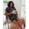 image:imageEkouaer 2 Pack Nightgowns for Women Sleepshirt Short Sleeve Night Shirts Soft Sleep Dress Classic NightDress SXXLNavy White Stripeblack White Stripe