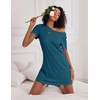 image:imageEkouaer 2 Pack Nightgowns for Women Sleepshirt Short Sleeve Night Shirts Soft Sleep Dress Classic NightDress SXXLOrange Redblue Green