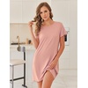 image:imageEkouaer 2 Pack Nightgowns for Women Sleepshirt Short Sleeve Night Shirts Soft Sleep Dress Classic NightDress SXXLOrange Redblue Green