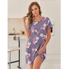 image:imageEkouaer 2 Pack Nightgowns for Women Sleepshirt Short Sleeve Night Shirts Soft Sleep Dress Classic NightDress SXXLPurple Flowernavy Blue Flower