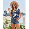 image:imageEkouaer 2 Pack Nightgowns for Women Sleepshirt Short Sleeve Night Shirts Soft Sleep Dress Classic NightDress SXXLTropical Leafnavy Blue
