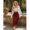 image:imageEkouaer Pajama Pants Women 2026 Soft Casual Lounge Pajama Bottoms Comfy Stretch Sleep Pants Wide Leg Pj Bottoms with PocketsBlack Red Plaid