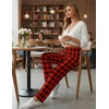 image:imageEkouaer Pajama Pants Women 2026 Soft Casual Lounge Pajama Bottoms Comfy Stretch Sleep Pants Wide Leg Pj Bottoms with PocketsBlack Red Plaid