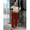 image:imageEkouaer Pajama Pants Women 2026 Soft Casual Lounge Pajama Bottoms Comfy Stretch Sleep Pants Wide Leg Pj Bottoms with PocketsBlack Red Plaid