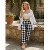 image:imageEkouaer Pajama Pants Women 2026 Soft Casual Lounge Pajama Bottoms Comfy Stretch Sleep Pants Wide Leg Pj Bottoms with PocketsBlack White Plaid