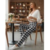 image:imageEkouaer Pajama Pants Women 2026 Soft Casual Lounge Pajama Bottoms Comfy Stretch Sleep Pants Wide Leg Pj Bottoms with PocketsBlack White Plaid
