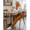 image:imageEkouaer Pajama Pants Women 2026 Soft Casual Lounge Pajama Bottoms Comfy Stretch Sleep Pants Wide Leg Pj Bottoms with PocketsBrown Teddy
