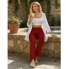 image:imageEkouaer Pajama Pants Women 2026 Soft Casual Lounge Pajama Bottoms Comfy Stretch Sleep Pants Wide Leg Pj Bottoms with PocketsWine Red