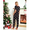 image:imageEkouaer Pajamas for Women Set 2 Piece Lounge Set Short Sleeve Pjs Joggers Long Pants Sleepwear with PocketsBlack Christmas