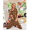 image:imageEkouaer Pajamas for Women Set 2 Piece Lounge Set Short Sleeve Pjs Joggers Long Pants Sleepwear with PocketsBlack Halloween