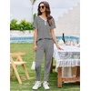 image:imageEkouaer Pajamas for Women Set 2 Piece Lounge Set Short Sleeve Pjs Joggers Long Pants Sleepwear with PocketsBlack Stripe
