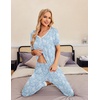 image:imageEkouaer Pajamas for Women Set 2 Piece Lounge Set Short Sleeve Pjs Joggers Long Pants Sleepwear with PocketsBlue Cashew