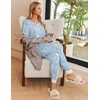 image:imageEkouaer Pajamas for Women Set 2 Piece Lounge Set Short Sleeve Pjs Joggers Long Pants Sleepwear with PocketsBlue Cashew