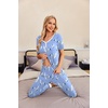 image:imageEkouaer Pajamas for Women Set 2 Piece Lounge Set Short Sleeve Pjs Joggers Long Pants Sleepwear with PocketsBlue Flowers