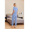 image:imageEkouaer Pajamas for Women Set 2 Piece Lounge Set Short Sleeve Pjs Joggers Long Pants Sleepwear with PocketsBlue Flowers