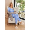 image:imageEkouaer Pajamas for Women Set 2 Piece Lounge Set Short Sleeve Pjs Joggers Long Pants Sleepwear with PocketsBlue Flowers