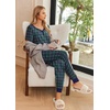image:imageEkouaer Pajamas for Women Set 2 Piece Lounge Set Short Sleeve Pjs Joggers Long Pants Sleepwear with PocketsBlue Purple Plaid