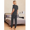 image:imageEkouaer Pajamas for Women Set 2 Piece Lounge Set Short Sleeve Pjs Joggers Long Pants Sleepwear with PocketsDark Gray