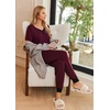 image:imageEkouaer Pajamas for Women Set 2 Piece Lounge Set Short Sleeve Pjs Joggers Long Pants Sleepwear with PocketsDark Redblack