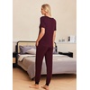 image:imageEkouaer Pajamas for Women Set 2 Piece Lounge Set Short Sleeve Pjs Joggers Long Pants Sleepwear with PocketsDark Redblack
