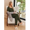 image:imageEkouaer Pajamas for Women Set 2 Piece Lounge Set Short Sleeve Pjs Joggers Long Pants Sleepwear with PocketsDeep Army Green