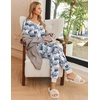 image:imageEkouaer Pajamas for Women Set 2 Piece Lounge Set Short Sleeve Pjs Joggers Long Pants Sleepwear with PocketsGery Cat