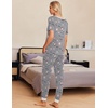 image:imageEkouaer Pajamas for Women Set 2 Piece Lounge Set Short Sleeve Pjs Joggers Long Pants Sleepwear with PocketsGery Coffee