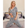 image:imageEkouaer Pajamas for Women Set 2 Piece Lounge Set Short Sleeve Pjs Joggers Long Pants Sleepwear with PocketsGery Coffee