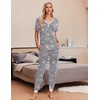 image:imageEkouaer Pajamas for Women Set 2 Piece Lounge Set Short Sleeve Pjs Joggers Long Pants Sleepwear with PocketsGery Coffee