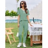 image:imageEkouaer Pajamas for Women Set 2 Piece Lounge Set Short Sleeve Pjs Joggers Long Pants Sleepwear with PocketsGreen Stripe