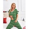 image:imageEkouaer Pajamas for Women Set 2 Piece Lounge Set Short Sleeve Pjs Joggers Long Pants Sleepwear with PocketsGreenteddy Christmas