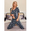 image:imageEkouaer Pajamas for Women Set 2 Piece Lounge Set Short Sleeve Pjs Joggers Long Pants Sleepwear with PocketsGrey Stars