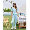 image:imageEkouaer Pajamas for Women Set 2 Piece Lounge Set Short Sleeve Pjs Joggers Long Pants Sleepwear with PocketsLight Blue