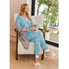 image:imageEkouaer Pajamas for Women Set 2 Piece Lounge Set Short Sleeve Pjs Joggers Long Pants Sleepwear with PocketsLight Blue Flower