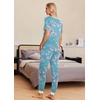 image:imageEkouaer Pajamas for Women Set 2 Piece Lounge Set Short Sleeve Pjs Joggers Long Pants Sleepwear with PocketsLight Blue Flower