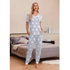 image:imageEkouaer Pajamas for Women Set 2 Piece Lounge Set Short Sleeve Pjs Joggers Long Pants Sleepwear with PocketsLight Gray Star