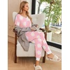 image:imageEkouaer Pajamas for Women Set 2 Piece Lounge Set Short Sleeve Pjs Joggers Long Pants Sleepwear with PocketsPink Flower
