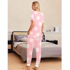 image:imageEkouaer Pajamas for Women Set 2 Piece Lounge Set Short Sleeve Pjs Joggers Long Pants Sleepwear with PocketsPink Flower