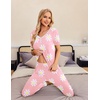 image:imageEkouaer Pajamas for Women Set 2 Piece Lounge Set Short Sleeve Pjs Joggers Long Pants Sleepwear with PocketsPink Flower