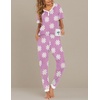 image:imageEkouaer Pajamas for Women Set 2 Piece Lounge Set Short Sleeve Pjs Joggers Long Pants Sleepwear with PocketsPink Flower