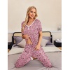 image:imageEkouaer Pajamas for Women Set 2 Piece Lounge Set Short Sleeve Pjs Joggers Long Pants Sleepwear with PocketsPink Love Leopard