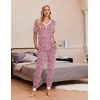 image:imageEkouaer Pajamas for Women Set 2 Piece Lounge Set Short Sleeve Pjs Joggers Long Pants Sleepwear with PocketsPink Love Leopard