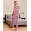 image:imageEkouaer Pajamas for Women Set 2 Piece Lounge Set Short Sleeve Pjs Joggers Long Pants Sleepwear with PocketsPink Love Leopard